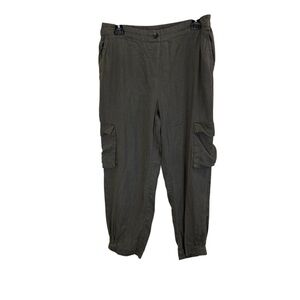 Women’s Foil Cropped Bloomer Style Gray Linen Cargo Pants sz 6